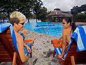 Relaxing in swimming pool